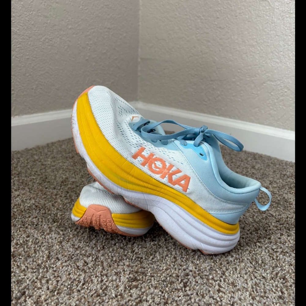 Hoka Womens Blue and Yellow Running Shoes